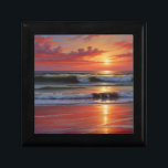 Red Sunset Ocean Seascape Painting Artwork Gift Box<br><div class="desc">Impressionist Painting Series - Seascape</div>