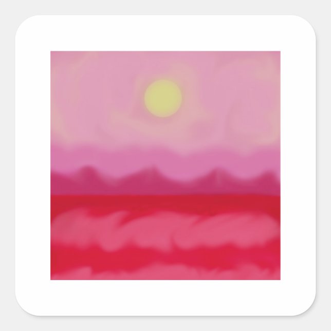 Red Sunset Ocean Square Sticker (Front)