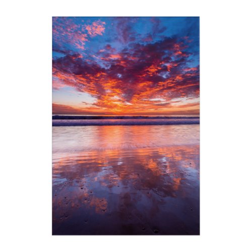 Red sunset over the sea California Acrylic Print