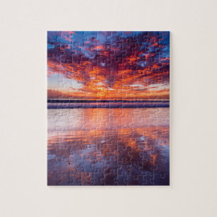 Red sunset over the sea, California Jigsaw Puzzle