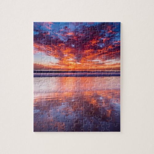 Red sunset over the sea California Jigsaw Puzzle