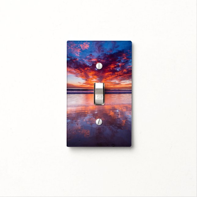 Red sunset over the sea, California Light Switch Cover (In Situ)