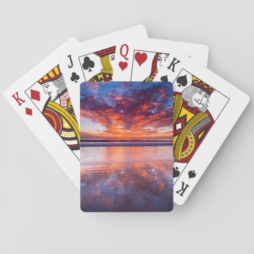 Red sunset over the sea California Poker Cards
