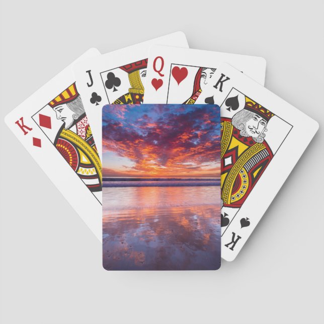 Red sunset over the sea, California Poker Cards (Back)