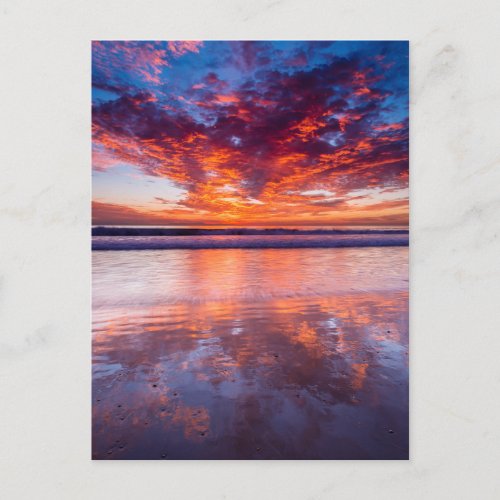 Red sunset over the sea California Postcard