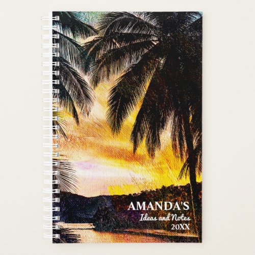 Red Sunset Palm Trees Beach Planner