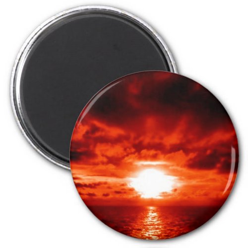 Red Sunset Seascape Magnet