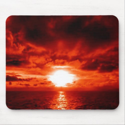 Red Sunset Seascape Mouse Pad