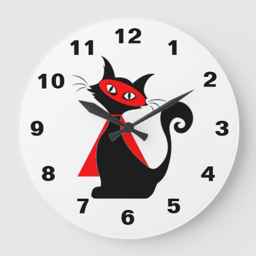 Red Super Cat Clock