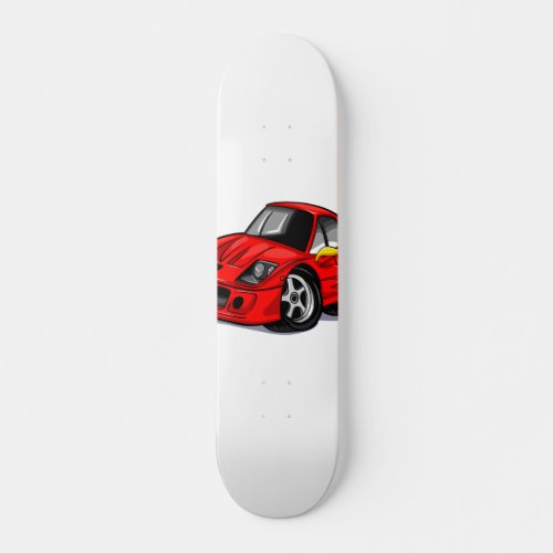 Red supercar cartoon  _ Choose background color Skateboard