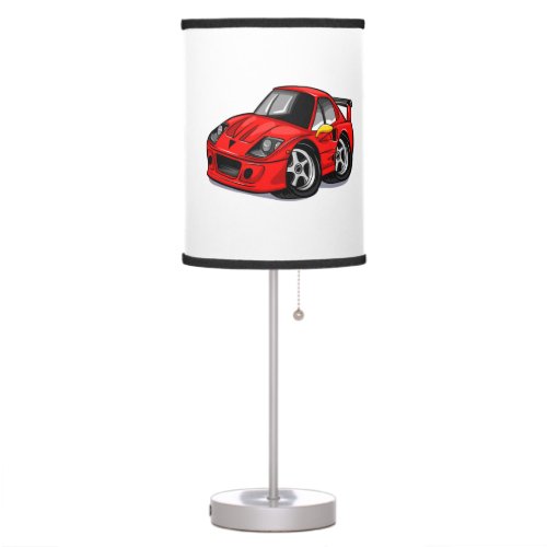 Red supercar cartoon  _ Choose background color Table Lamp