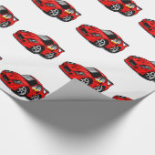 Red supercar cartoon  - Choose background color Wrapping Paper (Corner)