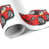 Red supercar cartoon  - Choose background color Wrapping Paper (Roll Corner)