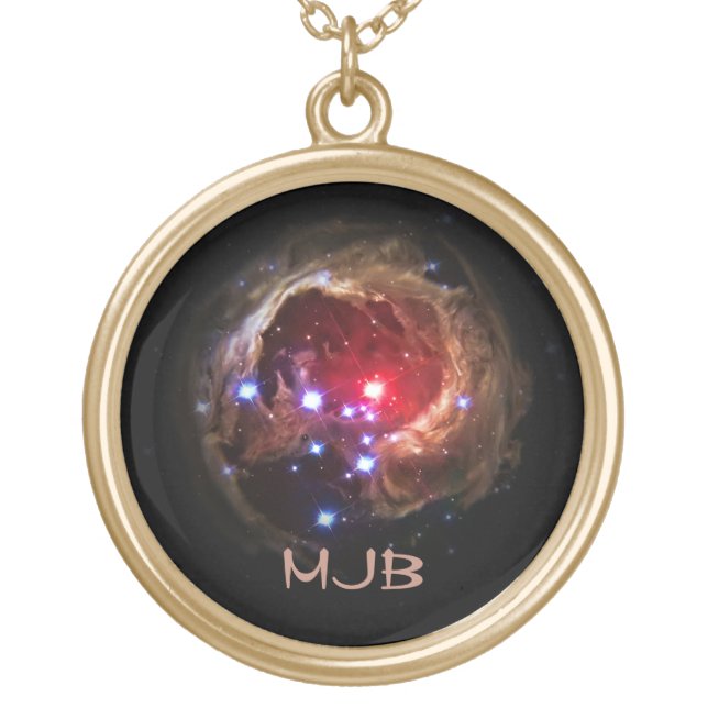 Red Supergiant Star V838 Monocerotis Gold Plated Necklace (Front)