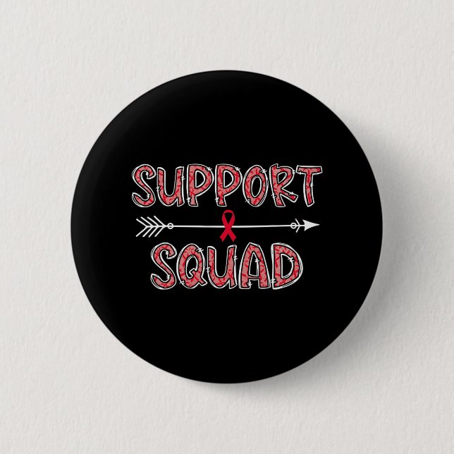 red support squad blood cancer awareness warrior s button (Front)