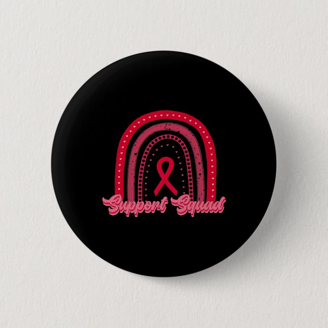 red support squad rainbow blood cancer awareness w button (Front)