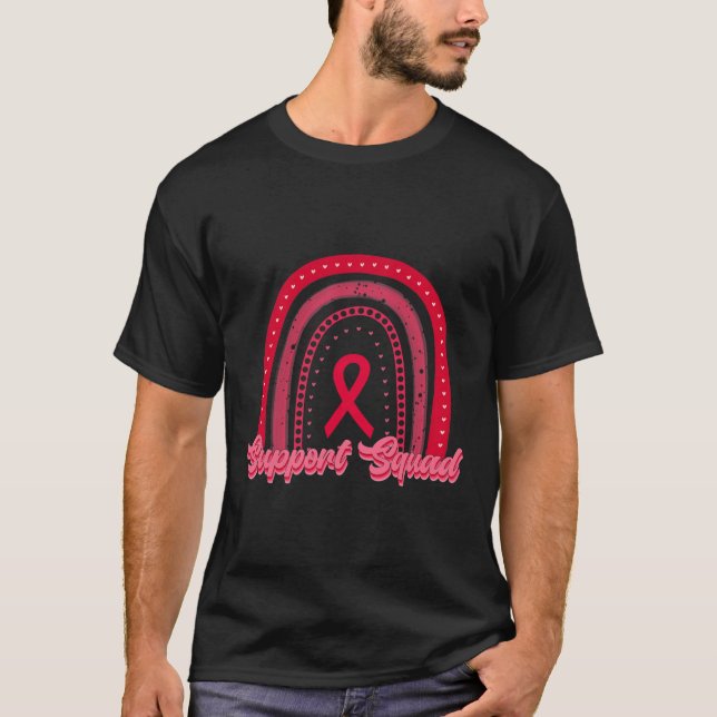 red support squad rainbow blood cancer awareness w T-Shirt (Front)