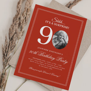 Red   Surprise 90th Birthday Party Invitation