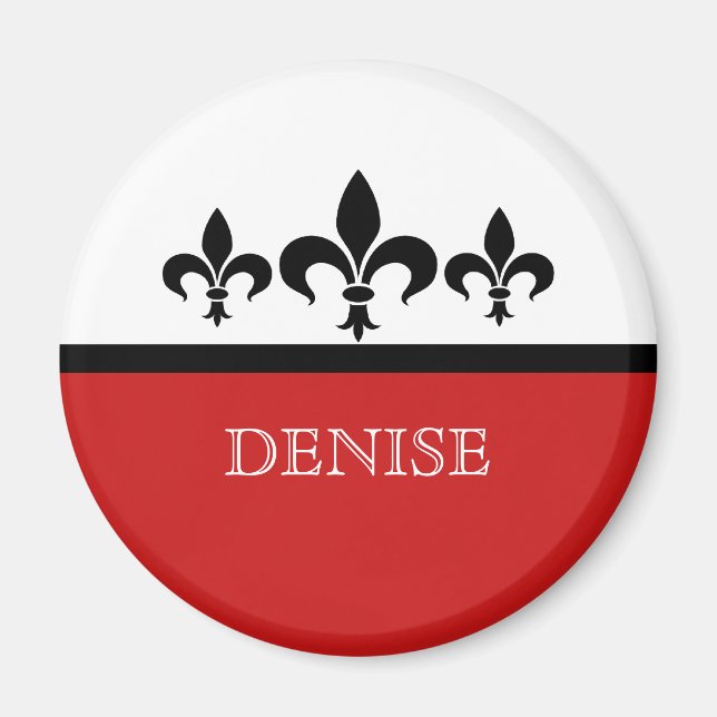 Red Swanky Fleur De Lis Magnet (Front)