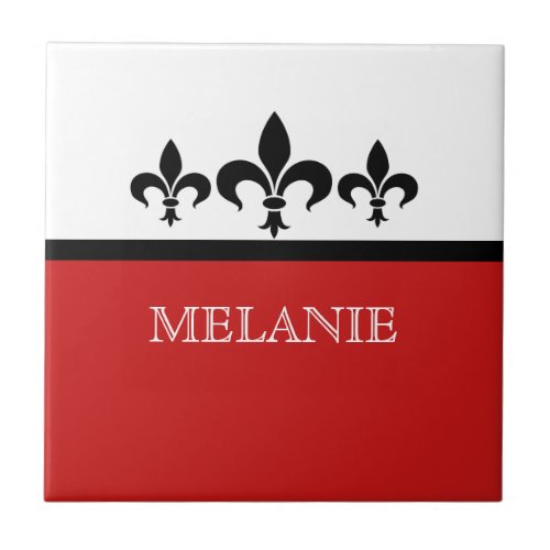 Red Swanky Fleur De Lis Tile