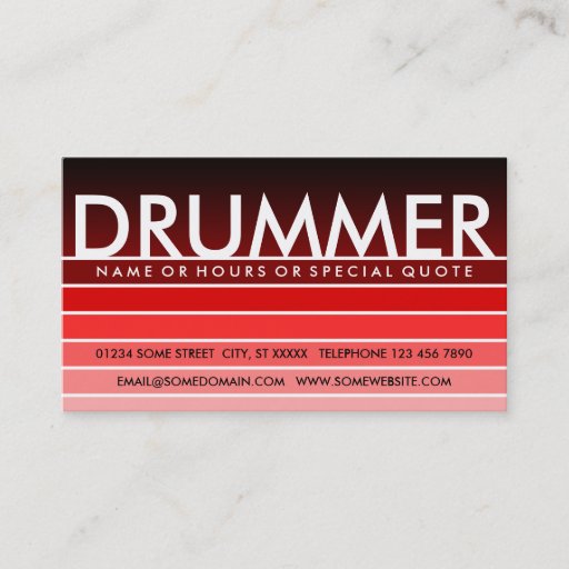 Customizable red swatch DRUMMER Business Card