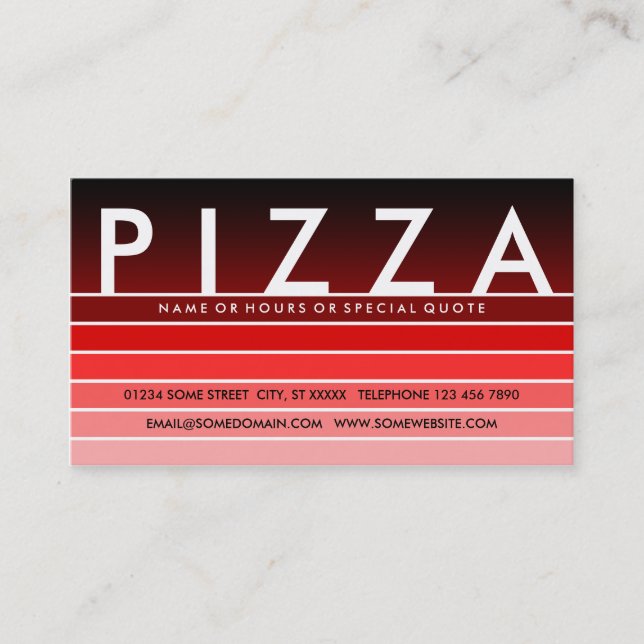 red swatch PIZZA Business Card (Front)