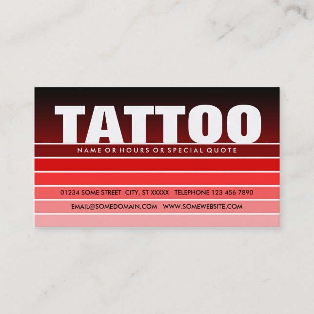 red swatch TATTOO Business Card (Front)