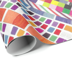 Red Swatches and Colorful Pixels Wrapping Paper