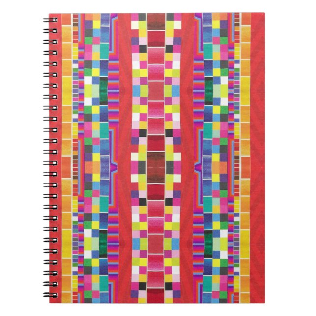 red swatches, stripes, and colorful pixels notebook (Front)