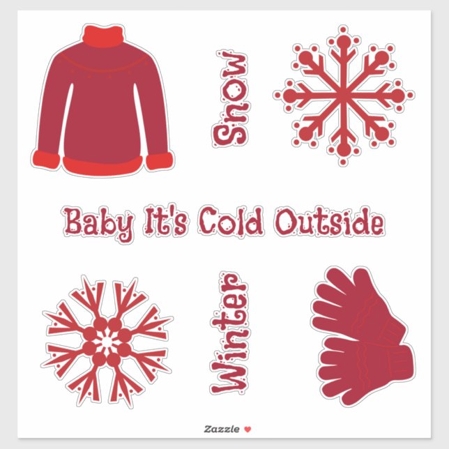 Red Sweater and Snowflakes Sticker (Sheet)