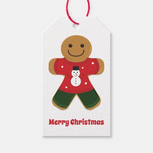 Red Sweater Gingerbread Man Christmas Gift Tags