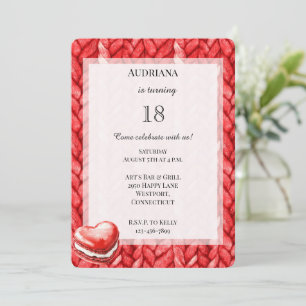 Red Sweater Heart Macaroon Cookie Birthday Invitation