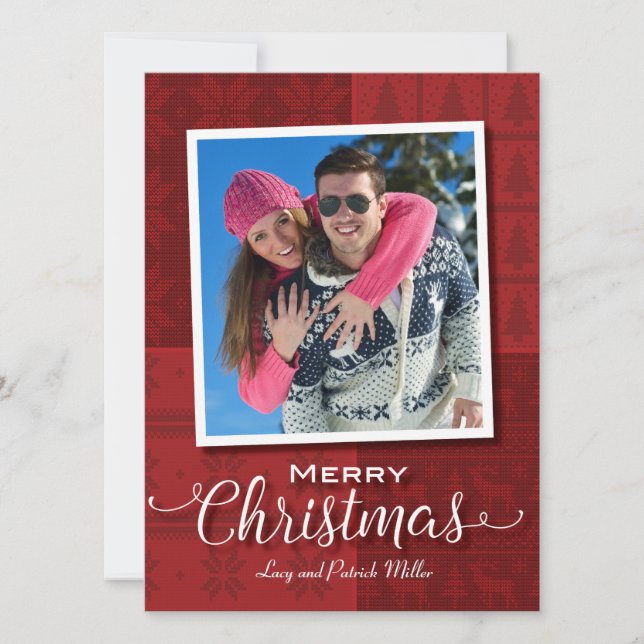 Red Sweater Merry Christmas Photo Card (Front)