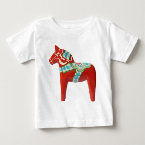 Red Swedish Dala Horse Baby T_Shirt