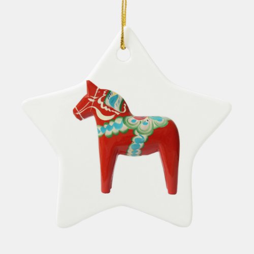 Red Swedish Dala Horse Ceramic Ornament