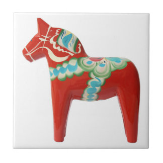 Red Swedish Dala Horse Ceramic Tile