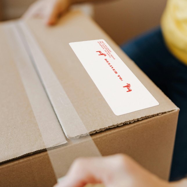 Red Swedish Dala Horse Holiday Shipping Label (Creator Uploaded)