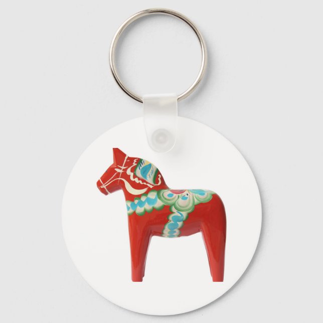 Red Swedish Dala Horse Keychain (Front)