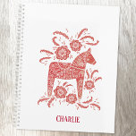 Red Swedish Dala Horse Personalized Planner<br><div class="desc">A pretty red and white Swedish Dala Horse traditional folk art design.
Personalize it by changing or removing the name.  Original art by Nic Squirrell.</div>