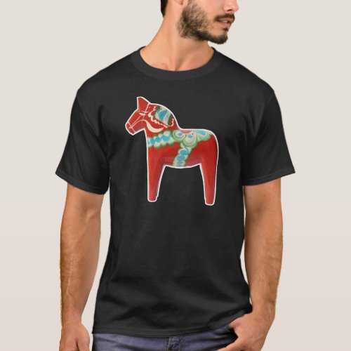 Red Swedish Dala Horse T_Shirt