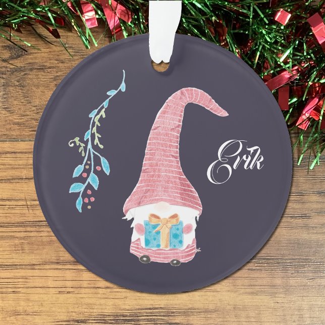 Red Swedish gnome with a present ornament (Creator Uploaded)