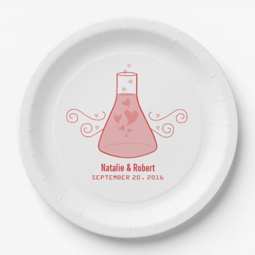 Red Sweet Chemistry Wedding Paper Plates