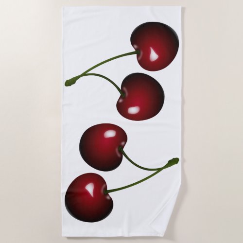 Red Sweet Cherry _ Natural Beach Towel