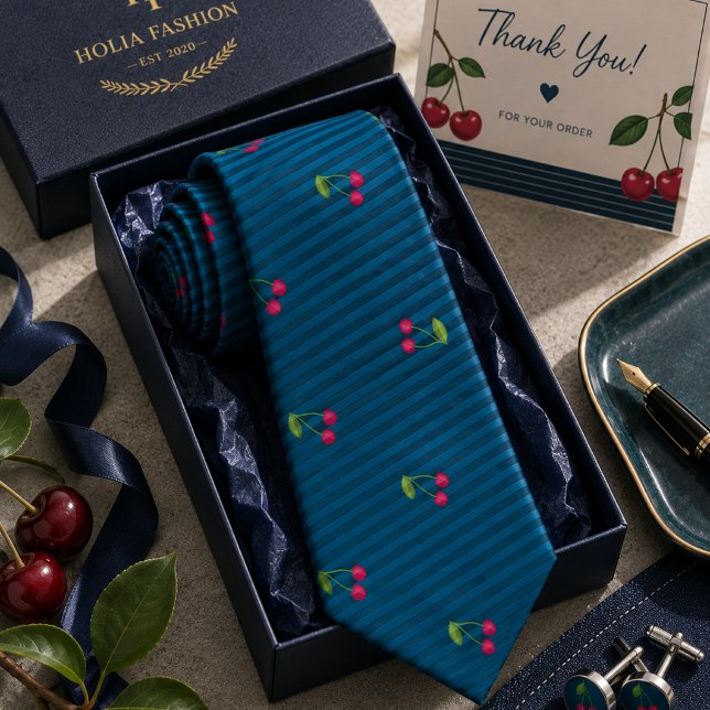 Red Sweet Cherry Pattern Neck Tie (Creator Uploaded)