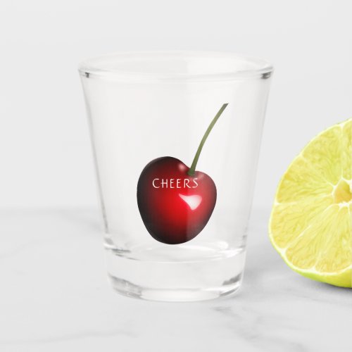 Red Sweet Cherry _ Tasty _ Cheers  Shot Glass