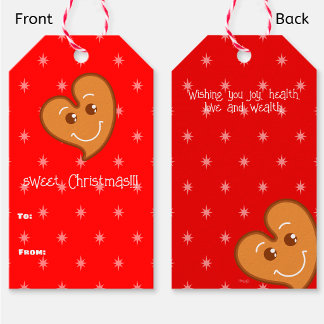 Red sweet ChristmaS Gingerbread Heart-Custom Text Gift Tags