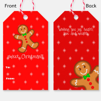 Red sweet ChristmaS Gingerbread Man - Custom Text Gift Tags
