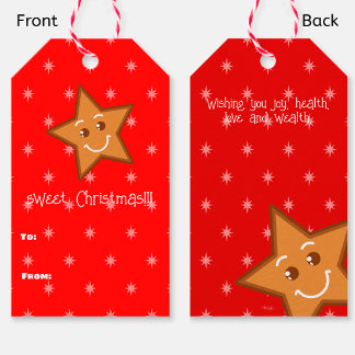 Red sweet ChristmaS Gingerbread Star-Custom Gift Tags