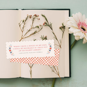 Red Sweet Floral Jane Austen Quote Bookmark