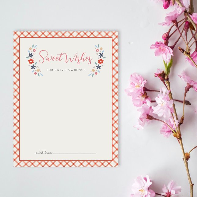 Red Sweet Floral Wishes For Baby Shower Card  (Creator Uploaded)